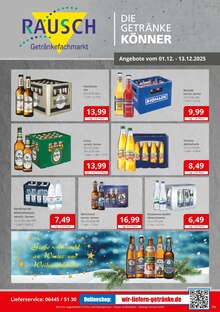 Warsteiner im aktuellen Getränkefachmarkt Rausch Prospekt (Wetzlar) Warsteiner im Getränkefachmarkt Rausch Prospekt "DIE GETRÄNKEKÖNNER" mit 2 Seiten (Wetzlar)