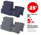 Lot de 6 sacs organisateurs en promo chez Hyper U Orléans à 5,99 €