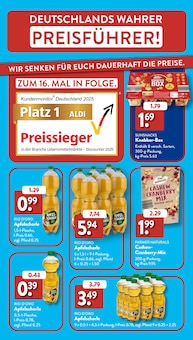 Apfelschorle Angebot im ALDI SÜD Prospekt, gültig von 16.02.2026 bis 21.02.2026 Apfelschorle Angebot im aktuellen ALDI SÜD Prospekt auf Seite 29