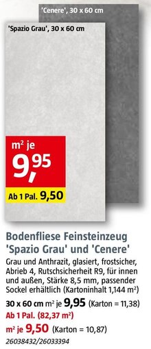 Bodenfliese Feinsteinzeug 'Spazio Grau' und 'Cenere' bei BAUHAUS in Saarbrücken Bodenfliese Feinsteinzeug 'Spazio Grau' und 'Cenere' im Angebot bei BAUHAUS Saarbrücken für 9,95 €
