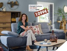 H&H Cabestany - Canapé 2 places San Remo en tissu Promo Canapé 2 places San Remo en tissu dans le catalogue H&H "Promos" à Cabestany