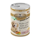 LandFleisch Classic Junior Huhn, Ente und Kartoffeln mit Gartengemüse 400 g Angebote von Landfleisch bei Zookauf Kaarst für 1,29 €