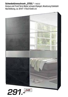 Zurbrüggen Wadersloh - Schwebetürenschrank „STEEL“ Schwebetürenschrank „STEEL“ Angebot bei Zurbrüggen Wadersloh im Prospekt "Radikaler Preissturz!"