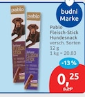 Fleisch-Stick Hundesnack von Pablo für 0,25 € bei budni im Angebot Fleisch-Stick Hundesnack von Pablo im aktuellen budni Prospekt