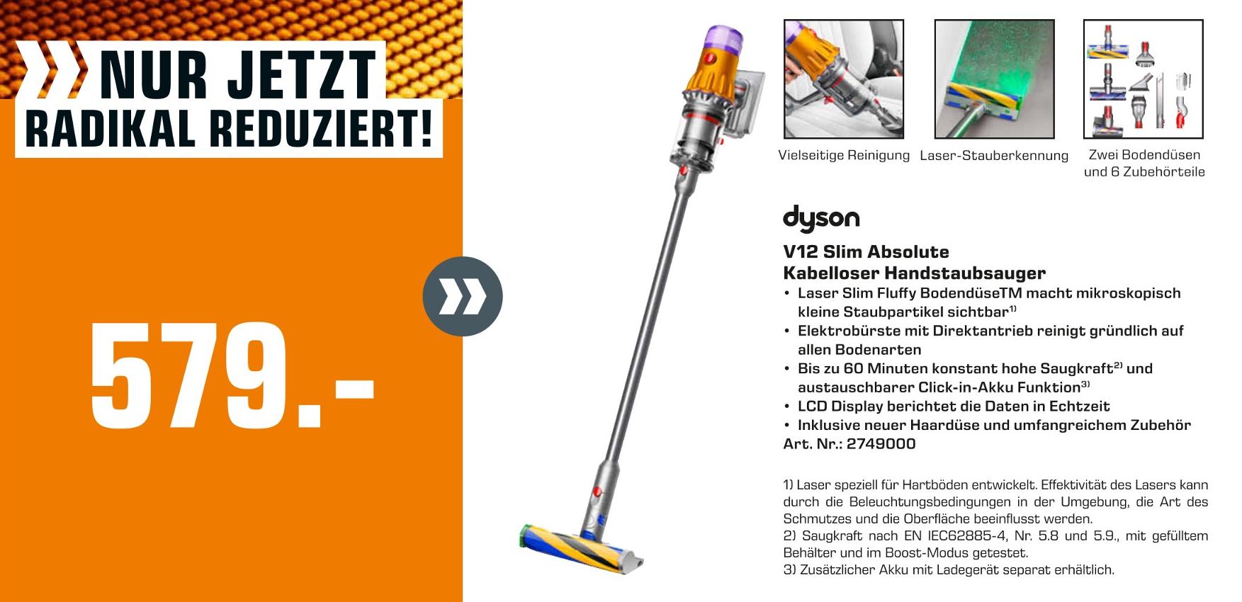 Saturn Hamburg - Kabelloser Handstaubsauger V12 Slim Absolute Kabelloser Handstaubsauger V12 Slim Absolute Angebot bei Saturn Hamburg im Prospekt GUTSCHEINHEFT