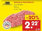 Netto Marken-Discount Mülheim - Schweine-Hackfleisch Angebot im Prospekt Schweine-Hackfleisch bei Netto Marken-Discount im Mülheim Prospekt für 2,22 €