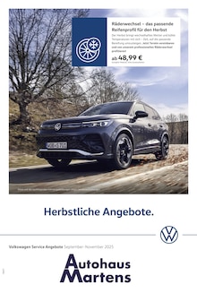 Aktueller Volkswagen Prospekt "Herbstliche Angebote." Seite 1 von 1 Seiten
