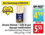 Spargel weiß/violett Angebote von Unsere Heimat bei EDEKA Ettlingen für 4,99 €