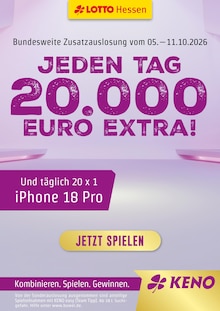 LOTTO Hessen Diemelstadt Prospekt der aktuellen Woche, gültig von 28.09.2026 bis 11.10.2026 Aktueller LOTTO Hessen Diemelstadt Prospekt "Jeden Tag ein Audi Extra!" mit 1 Seite
