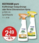 Kraftreiniger Essig+Orange oder Reine Citronensäure-Spray bei V-Markt im Prospekt "" für 2,49 €