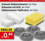 Schmutz-Radierschwamm, Schwamm mit Griff oder Stahlschwamm-Topfkratzer im Angebot bei Zimmermann in Oldenburg Schmutz-Radierschwamm, Schwamm mit Griff oder Stahlschwamm-Topfkratzer Angebote bei Zimmermann Oldenburg für 0,49 €