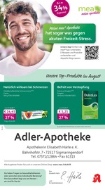 mea - meine apotheke Apotheken Prospekt der aktuellen Woche mit 4 Seiten, gültig von 01.08.2026 bis 31.08.2026, in Sigmaringendorf und Umgebung Aktueller mea - meine apotheke Apotheken Prospekt in Sigmaringendorf und Umgebung, "Unsere August-Angebote" mit 4 Seiten, 01.08.2026 - 31.08.2026