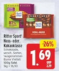 Nussklasse von Ritter Sport für 1,69 € bei EDEKA im Angebot Nussklasse von Ritter Sport im aktuellen EDEKA Prospekt
