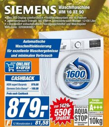 HEM expert Winnenden - Waschmaschine WM 16 XE 90 Waschmaschine WM 16 XE 90 Angebot bei HEM expert Winnenden im Prospekt "Ich bin ein Schnäppchen, hol mich hier raus! "