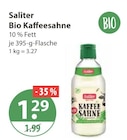 Bio Kaffeesahne von Saliter für 1,29 € bei V-Markt im Angebot Bio Kaffeesahne von Saliter im aktuellen V-Markt Prospekt