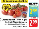 Cocktail Rispentomaten Angebote von Unsere Heimat – echt & gut bei E center Reutlingen für 2,49 €