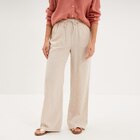 Pantalon large lin mélangé beige femme - La Halle à Caen Pantalon large lin mélangé beige femme en promo chez La Halle Caen à 25,99 €