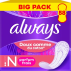 Protège slip Doux comme du coton 48 pièces - Always en promo chez Lidl Reims à 1,50 €