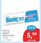 Bioniq Repair Zahncreme von Dr. Wolff's für 5,99 € bei budni im Angebot Bioniq Repair Zahncreme von Dr. Wolff's im aktuellen budni Prospekt