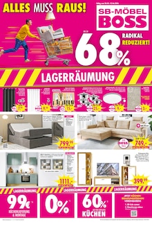 SB Möbel Boss Prospekt der Woche "LAGERRÄUMUNG" Seite 1, 30.05.2026 bis 12.06.2026 für Dessau-Roßlau Aktueller SB Möbel Boss Prospekt "LAGERRÄUMUNG" Seite 1 von 4 Seiten für Dessau-Roßlau