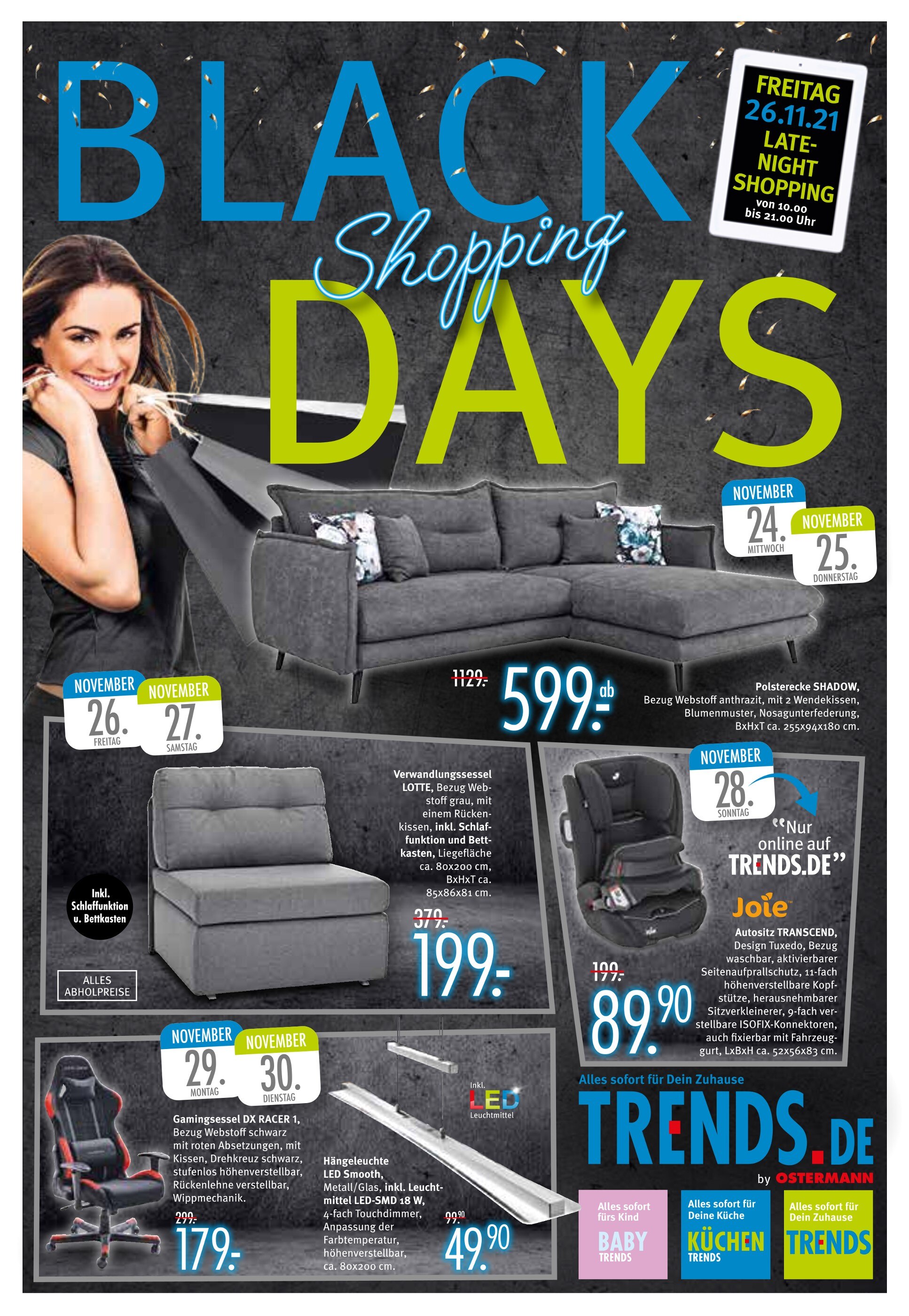 Trends Prospekt für Bergheim mit 16 Seiten Trends Prospekt für Bergheim: "BLACK SHOPPING DAYS", 16 Seiten, 24.11.2021 - 30.11.2021