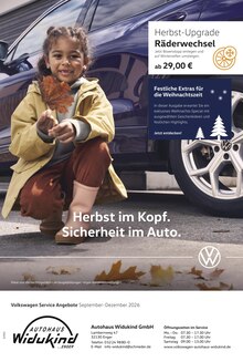 Volkswagen Prospekt der KW 36 "Herbst im Kopf. Sicherheit im Auto." Aktueller Volkswagen Prospekt "Herbst im Kopf. Sicherheit im Auto." Seite 1 von 1 Seiten