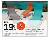 Chaise longue à bascule - E.Leclerc à Villeurbanne Chaise longue à bascule en promo chez E.Leclerc Villeurbanne à 19,90 €