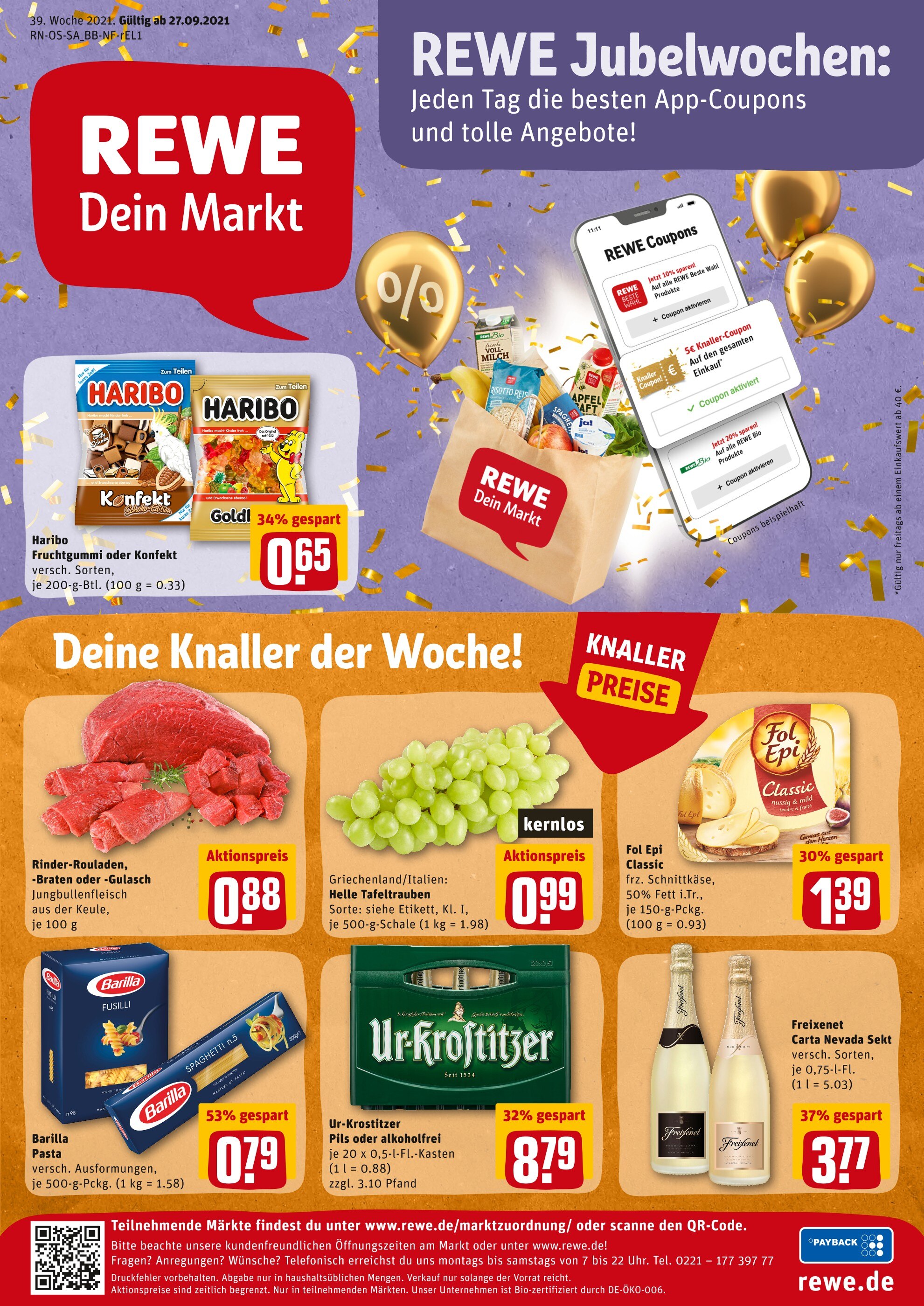 REWE Prospekt für Leuna mit 29 Seiten REWE Prospekt für Leuna: "Angebote im Markt", 29 Seiten, 27.09.2021 - 02.10.2021