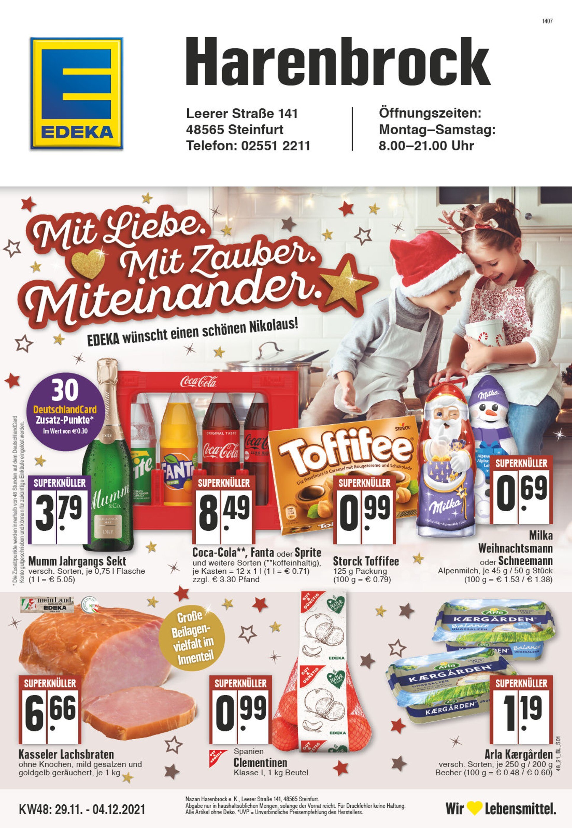 EDEKA Prospekt für Steinfurt mit 24 Seiten EDEKA Prospekt für Steinfurt: "Aktuelle Angebote", 24 Seiten, 29.11.2021 - 04.12.2021