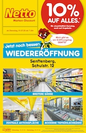 Netto Marken-Discount Prospekt für Hosena mit 6 Seiten Netto Marken-Discount Prospekt für Hosena: "Wiedereröffnung - 10% auf ALLES", 6 Seiten, 01.07.2025 - 05.07.2025