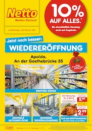 Aktueller Netto Marken-Discount Discounter Prospekt für Apolda: Wiedereröffnung - 10% auf ALLES mit 4} Seiten, 13.01.2026 - 17.01.2026
