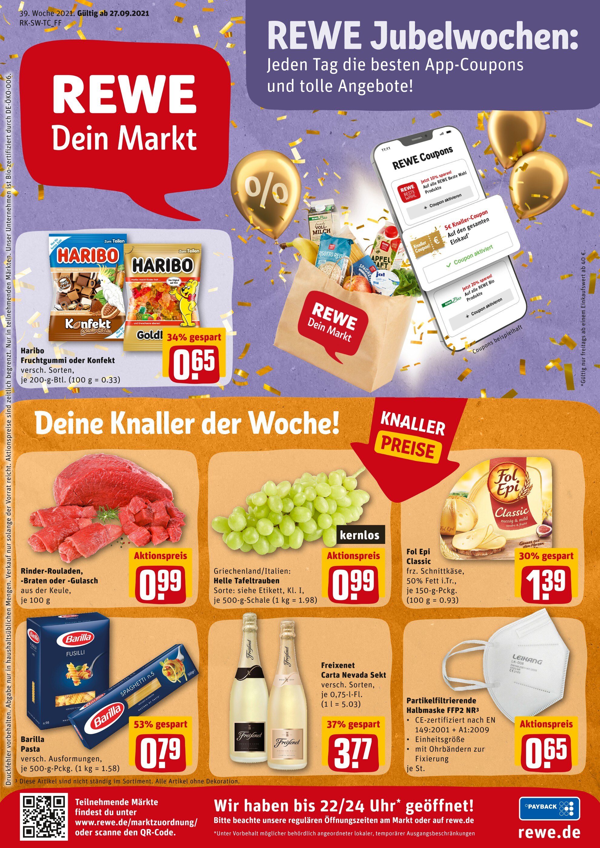 REWE Prospekt für Holzgerlingen mit 17 Seiten REWE Prospekt für Holzgerlingen: "Angebote im Markt", 17 Seiten, 27.09.2021 - 02.10.2021