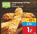 Laugenstange mit Käse von Backstube für 1,00 € bei Netto Marken-Discount im Angebot Laugenstange mit Käse von Backstube im aktuellen Netto Marken-Discount Prospekt