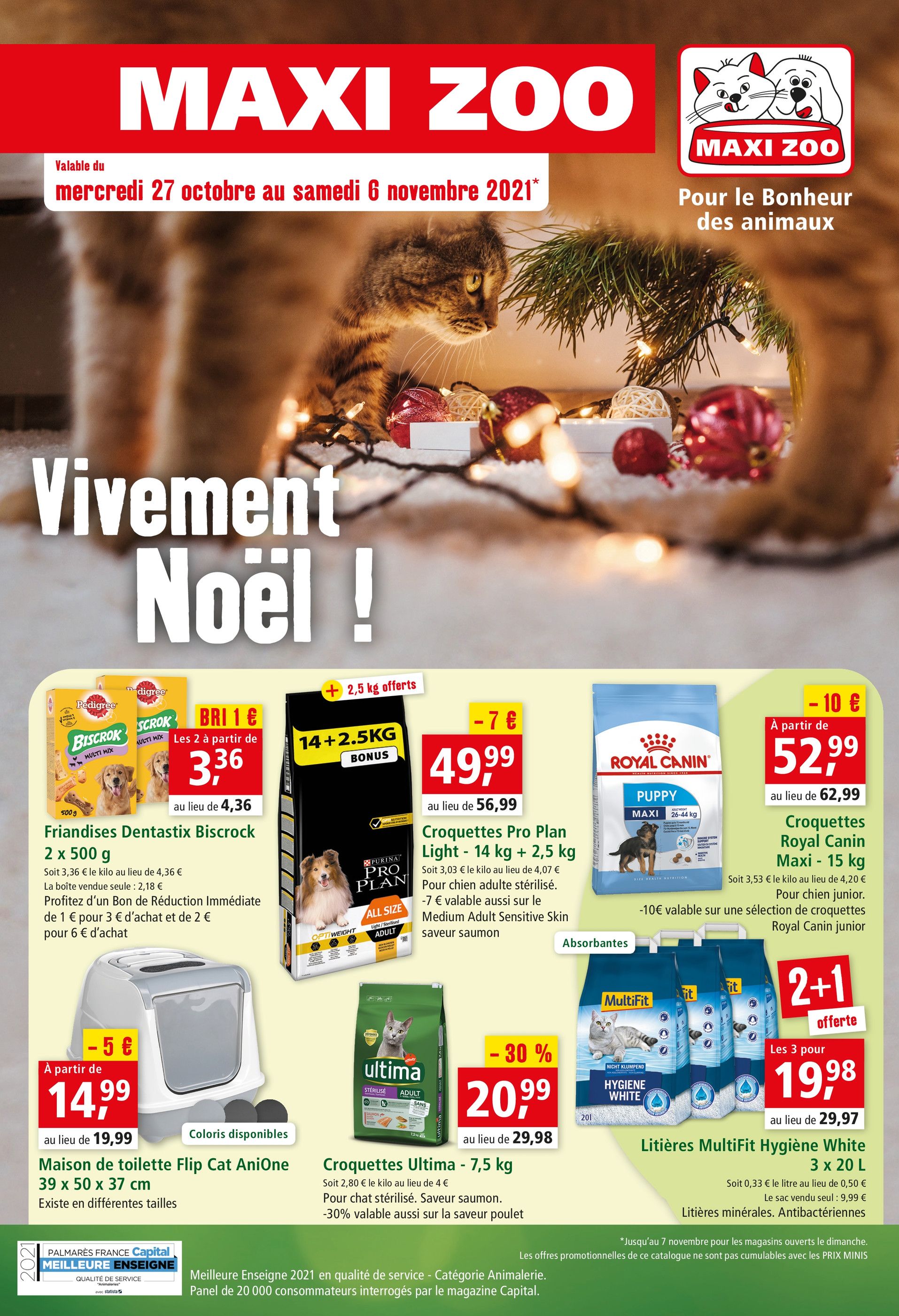 Catalogue Maxi Zoo à La Pomponnette, avec 12 pages Prospectus Maxi Zoo à La Pomponnette, "Vivement Noël !", 12 pages, 27/10/2021 - 06/11/2021