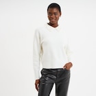 Pull col chemise strass et perles blanc femme dans le catalogue La Halle