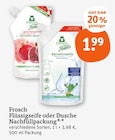 Flüssigseife Granatapfel Nachfüllpackung im Angebot bei tegut in Erlangen Flüssigseife Granatapfel Nachfüllpackung Angebote von Frosch bei tegut Erlangen für 1,99 €