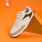 La Halle Pujols - Promo Baskets basses à lacets blanc homme Promo Baskets basses à lacets blanc homme à 15,00 € dans le catalogue La Halle à Pujols