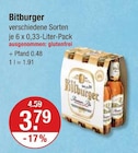 verschiedene Sorten Angebote von Bitburger bei V-Markt Regensburg für 3,79 €