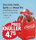 Coca Cola, Fanta, Sprite oder Mezzo Mix im V-Markt Prospekt Coca Cola, Fanta, Sprite oder Mezzo Mix von Coca Cola im aktuellen V-Markt Prospekt für 4,75 €