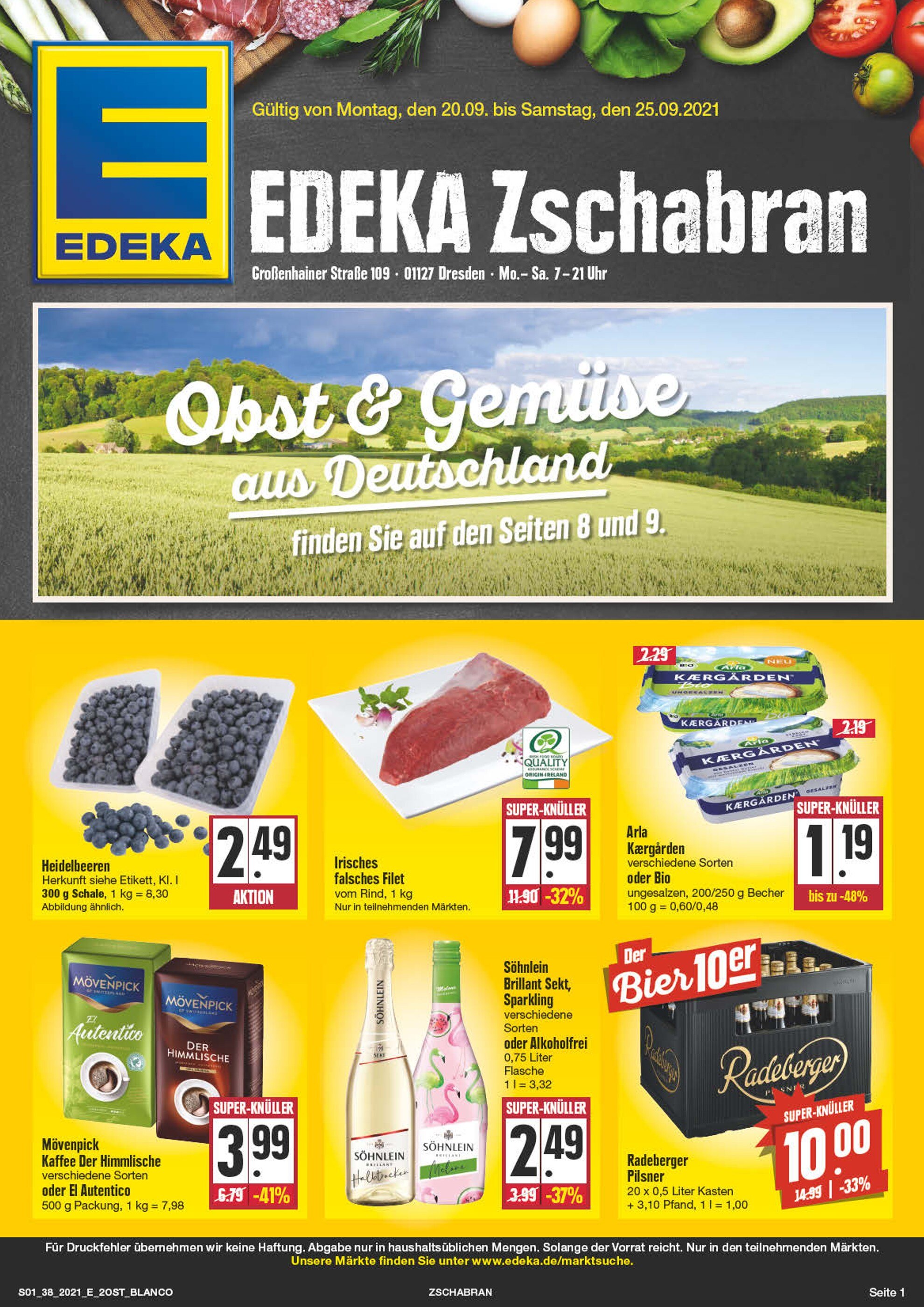 EDEKA Prospekt für Dresden mit 36 Seiten EDEKA Prospekt für Dresden: "Wir lieben Lebensmittel!", 36 Seiten, 20.09.2021 - 25.09.2021