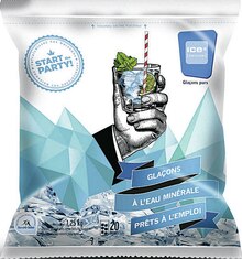 Boisson Instantanée - ICE CUBE dans le catalogue Géant Casino Glaçons à l’Eau Minérale Prêts à l’Emploi - ICE CUBE à 1,62 € en promo chez Géant Casino