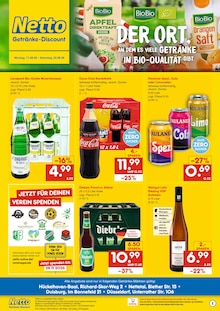 Bier im Netto Marken-Discount Prospekt "DER ORT, AN DEM DU IMMER AUSGEZEICHNETE PREISE FINDEST." mit 2 Seiten (Meerbusch)