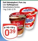 Sahnejoghurt, Pure Joy oder Kaffeegenuss von Zott für 0,39 € bei GLOBUS im Angebot Sahnejoghurt, Pure Joy oder Kaffeegenuss von Zott im aktuellen GLOBUS Prospekt