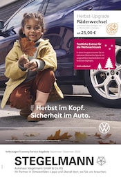 Volkswagen Prospekt für Detmold mit 1 Seite Volkswagen Prospekt für Detmold: "Herbst im Kopf. Sicherheit im Auto.", 1 Seite, 01.09.2026 - 31.12.2026