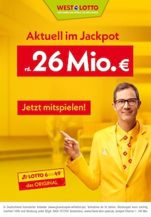 Aktueller Westlotto Prospekt "Aktuell im Jackpot rd. 26 Mio. €" Seite 1 von 1 Seiten