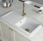 Évier de cuisine 1 cuve et 1 égouttoir en céramique blanc steinfeld - GOODHOME en promo chez Castorama Montreuil à 179,90 €