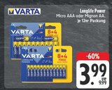 Longlife Power Micro AAA Angebote von Varta bei EDEKA Erlangen für 3,99 €