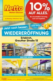 Netto Marken-Discount Eriskirch Prospekt der aktuellen Woche, gültig von 19.09.2023 bis 23.09.2023 Aktueller Netto Marken-Discount Eriskirch Prospekt "Wiedereröffnung - 10% auf alles." mit 6 Seiten