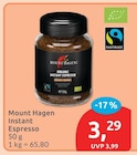 Instant Espresso von Mount Hagen für 3,29 € bei budni im Angebot Instant Espresso von Mount Hagen im aktuellen budni Prospekt