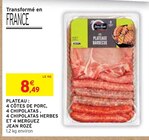 Plateau : 4 côtes de porc, 4 chipolatas, 4 chipolatas herbes et 4 merguez - Jean Rozé - Intermarché à Caen Plateau : 4 côtes de porc, 4 chipolatas, 4 chipolatas herbes et 4 merguez - Jean Rozé en promo chez Intermarché Caen à 8,49 €